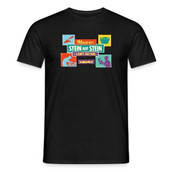Stone on stone runs with me – Maurer Spruch - Men's T-Shirt - black - Front - AI Model Male 178 light (178cm)