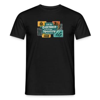 Electrician: Tension in life - Men's T-Shirt - black - Front - AI Model Male 178 light (178cm)