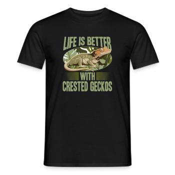 Funny Reptile Crested Gecko - Men's T-Shirt - black - Front - AI Model Male 178 light (178cm)