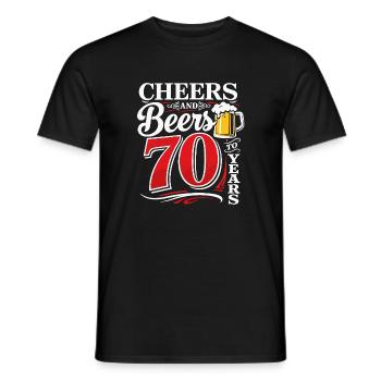 Cheers and Beers to 70 Years – Geburtstag Spruch - Männer T-Shirt - Schwarz - Vorne - AI Model Male 178 light (178cm)