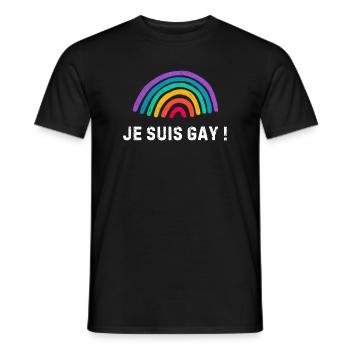 Je suis gay – arc-en-ciel fierté LGBTQ+ - T-shirt homme - noir - Devant - AI Model Male 178 light (178cm)