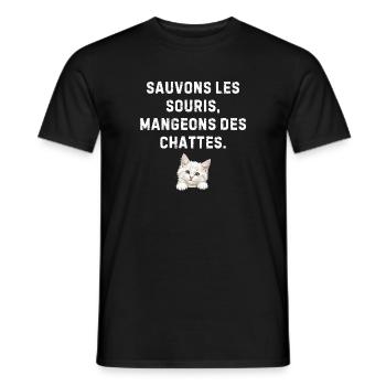 Sauvez les souris – humour chat drôle - T-shirt homme - noir - Devant - AI Model Male 178 light (178cm)