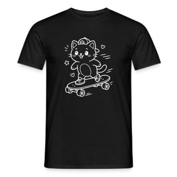 Skateboarding Kawaii Cat - Men's T-Shirt - black - Front - AI Model Male 178 light (178cm)