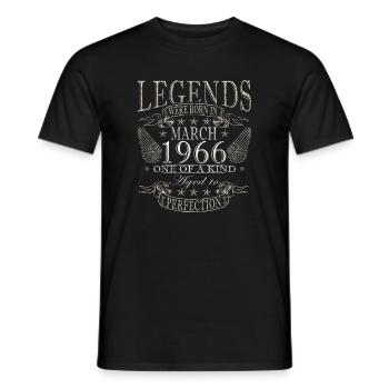 Né en mars 1966, édition 1966, millésime mars - T-shirt homme - noir - Devant - AI Model Male 178 light (178cm)