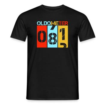 Oldometer 81 Funny 81st Birthday Retro Design - Men's T-Shirt - black - Front - AI Model Male 178 light (178cm)
