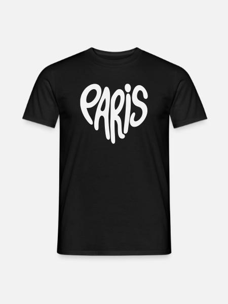 Paris Graffiti Script Logo Heart Shaped - Men's T-Shirt - black