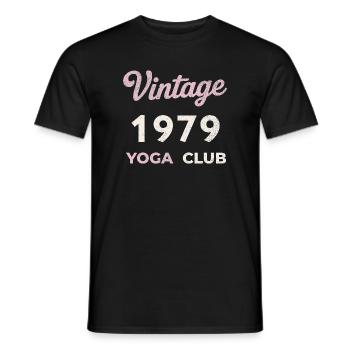 Vintage 1979 Yoga Club Retro Birth Year Vintage - Men's T-Shirt - black - Front - AI Model Male 178 light (178cm)