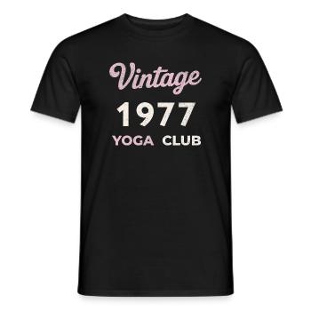 Vintage 1977 Yoga Club Retro Birth Year Vintage - Men's T-Shirt - black - Front - AI Model Male 178 light (178cm)