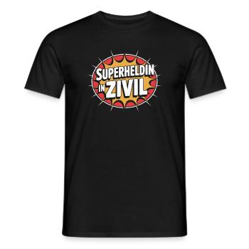 Super-héroïne en costume de super-héros civil - T-shirt homme - noir - Devant - AI Model Male 178 light (178cm)