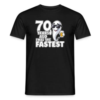 Vor 70 Jahren: Der schnellste lustige Geburtstag - Männer T-Shirt - Schwarz - Vorne - AI Model Male 178 light (178cm)