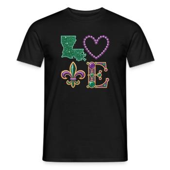 Mardi Gras Louisiana Shirt – Carnival Love - Men's T-Shirt - black - Front - AI Model Male 178 light (178cm)
