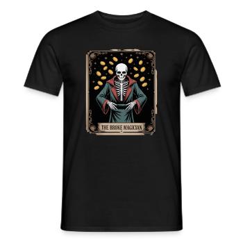 Le magicien fauché squelette sorcier avec des pièces de monnaie - T-shirt homme - noir - Devant - AI Model Male 178 light (178cm)