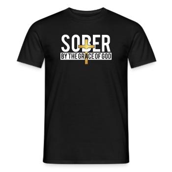 Nüchtern durch die Gnade Gottes AA NA-Meilenstein - Männer T-Shirt - Schwarz - Vorne - AI Model Male 178 light (178cm)