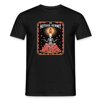 The Hotdog Hermit Skelett Meditiert Auf Würsten - Männer T-Shirt - Schwarz - Vorne - AI Model Male 178 light (178cm)
