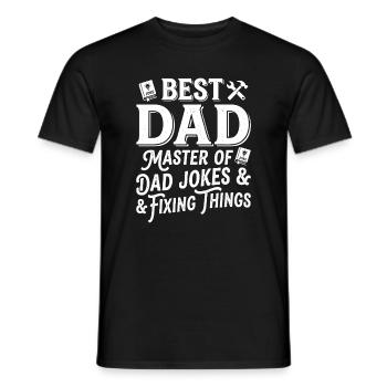 Best Dad: Master of Jokes & Repairs - Men's T-Shirt - black - Front - AI Model Male 178 light (178cm)
