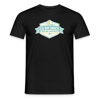 Ich bin wach Badge - Männer T-Shirt - Schwarz - Vorne - AI Model Male 178 light (178cm)