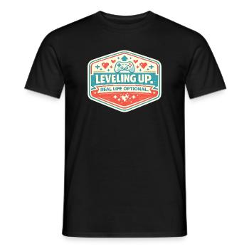 Leveling Up Gaming Abzeichen - Männer T-Shirt - Schwarz - Vorne - AI Model Male 178 light (178cm)