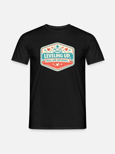 Leveling Up Gaming Badge - Men's T-Shirt - black