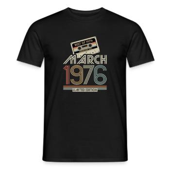 Best of March 1976 Kassette | Limited Edition - Männer T-Shirt - Schwarz - Vorne - AI Model Male 178 light (178cm)