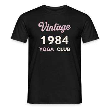 Vintage 1984 Yoga Club Retro Birth Year Vintage - Men's T-Shirt - black - Front - AI Model Male 178 light (178cm)