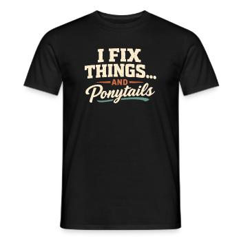 I repair everything, including ponytails | Dad - Men's T-Shirt - black - Front - AI Model Male 178 light (178cm)