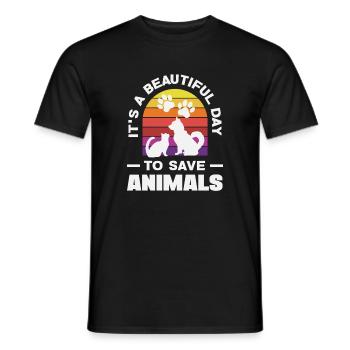 Belle journée pour sauver des animaux Parrainage animal - T-shirt homme - noir - Devant - AI Model Male 178 light (178cm)