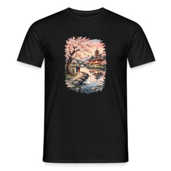 Traditioneller Japanischer Kirschblüten - Männer T-Shirt - Schwarz - Vorne - AI Model Male 178 light (178cm)