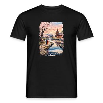 Traditioneller Japanischer Kirschblüten - Männer T-Shirt - Schwarz - Vorne - AI Model Male 178 light (178cm)