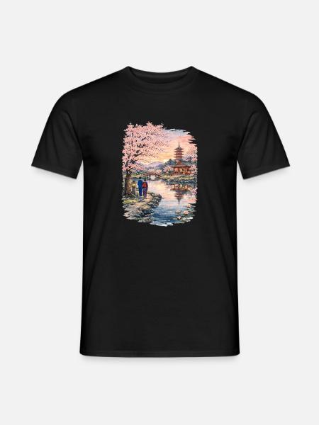 Traditional Japanese cherry blossoms - Men's T-Shirt - black