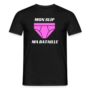 BLS Spécial - Mon slip ma bataille - T-shirt homme - noir - Devant - AI Model Male 178 light (178cm)