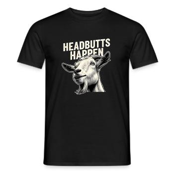 Le coup de tête arrive | Humour de fesses de chèvre - T-shirt homme - noir - Devant - AI Model Male 178 light (178cm)