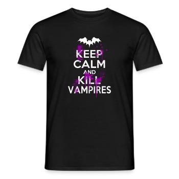 Keep Calm And Kill Funny Witty Vampires - Men's T-Shirt - black - Front - AI Model Male 178 light (178cm)