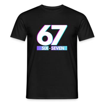 67 Néon Glitch Rétro, six-seven - T-shirt homme - noir - Devant - AI Model Male 178 light (178cm)
