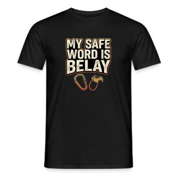 My Safe Word Is Belay Klettern Humor Kletterer - Männer T-Shirt - Schwarz - Vorne - AI Model Male 178 light (178cm)