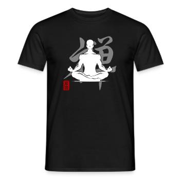 Yoga Silhouette Zen Meditation Kanji Relax - Men's T-Shirt - black - Front - AI Model Male 178 light (178cm)