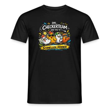 The checker team and the fast chickens - Men's T-Shirt - black - Front - AI Model Male 178 light (178cm)