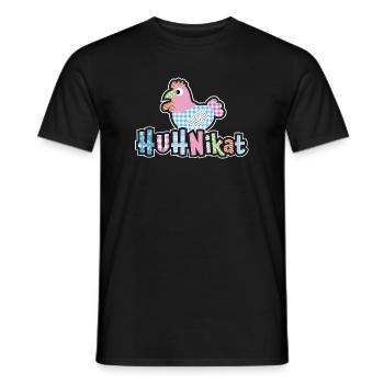 HUHNikat Hühner Fans -  Hahn - Gockel - Bio - Männer T-Shirt - Schwarz - Vorne - AI Model Male 178 light (178cm)