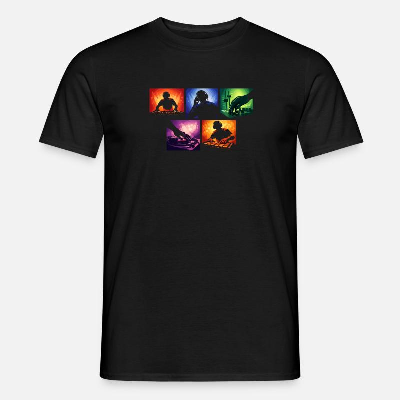 Schallwellen DJ-Set Farbexplosion - Männer T-Shirt - Schwarz