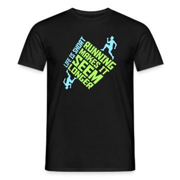 Life Is Short Running Makes It Seem Longer Lustig  - Männer T-Shirt - Schwarz - Vorne - AI Model Male 178 light (178cm)