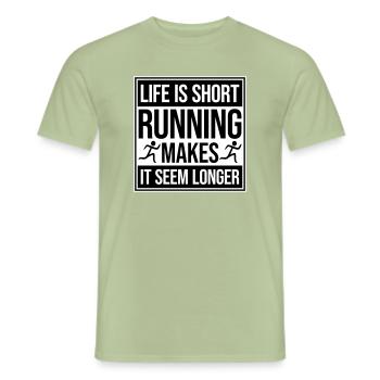 La vie est courte La course la rend plus longue Drôle - T-shirt homme - vert sauge - Devant - AI Model Male 178 light (178cm)