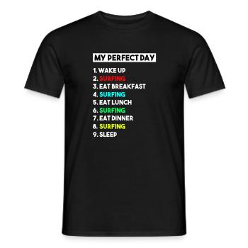 My Perfect Day Surfing Schedule Surfer - Men's T-Shirt - black - Front - AI Model Male 178 light (178cm)