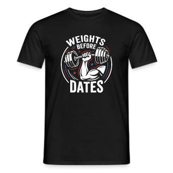 Gewichte vor Dates – Krafthumor - Männer T-Shirt - Schwarz - Vorne - AI Model Male 178 light (178cm)