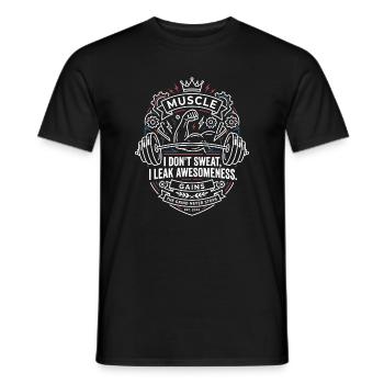 Muscle Saying Don't Sweat I Leak Awesomeness - Men's T-Shirt - black - Front - AI Model Male 178 light (178cm)