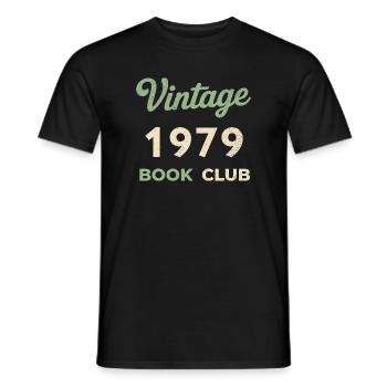 Cadeau rétro de l’année de naissance du club de lecture vintage 1979 - T-shirt homme - noir - Devant - AI Model Male 178 light (178cm)