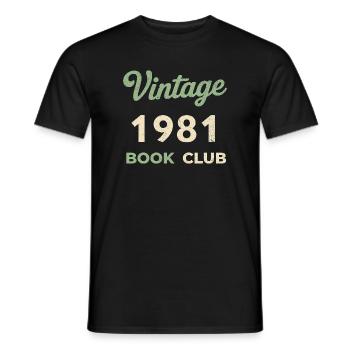Vintage 1981 Book Club Retro Geburtsjahr Geschenk - Männer T-Shirt - Schwarz - Vorne - AI Model Male 178 light (178cm)
