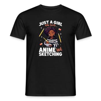 Juste une fille qui adore l’anime et dessine des otaku - T-shirt homme - noir - Devant - AI Model Male 178 light (178cm)