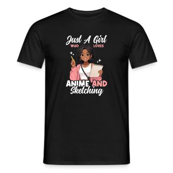 Juste une fille qui adore l’anime et dessine des otaku - T-shirt homme - noir - Devant - AI Model Male 178 light (178cm)