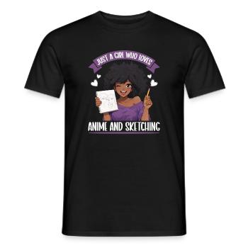 Juste une fille qui adore l’anime et dessine des otaku - T-shirt homme - noir - Devant - AI Model Male 178 light (178cm)