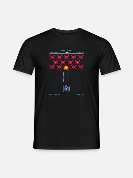Arcade rétro années 80 Pixel Alien Gamer Vintage - T-shirt homme - noir