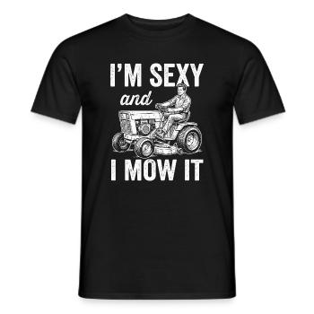 Chemise humoristique pour hommes à tondeuses à gazon - T-shirt homme - noir - Devant - AI Model Male 178 light (178cm)